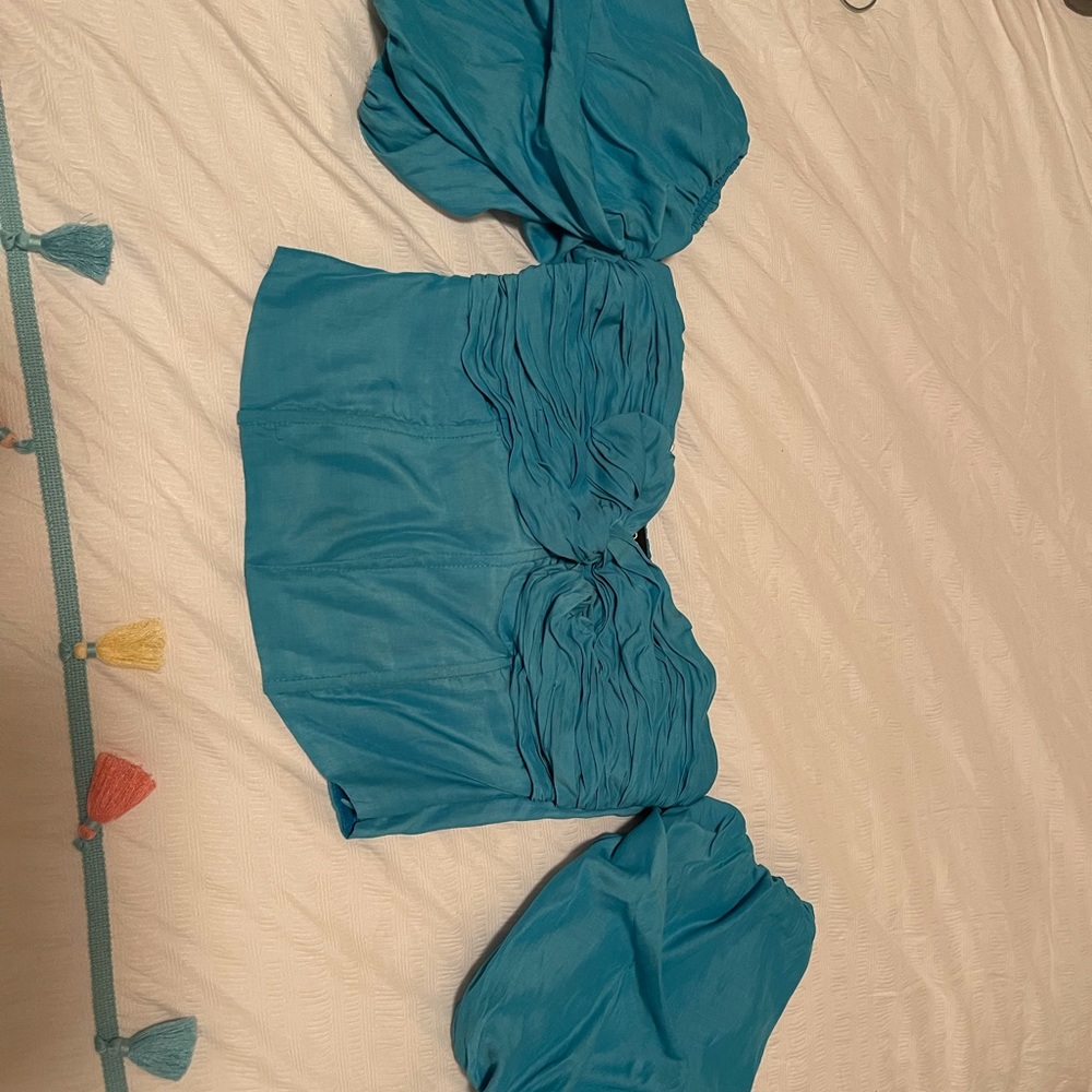 Blue off the shoulder top